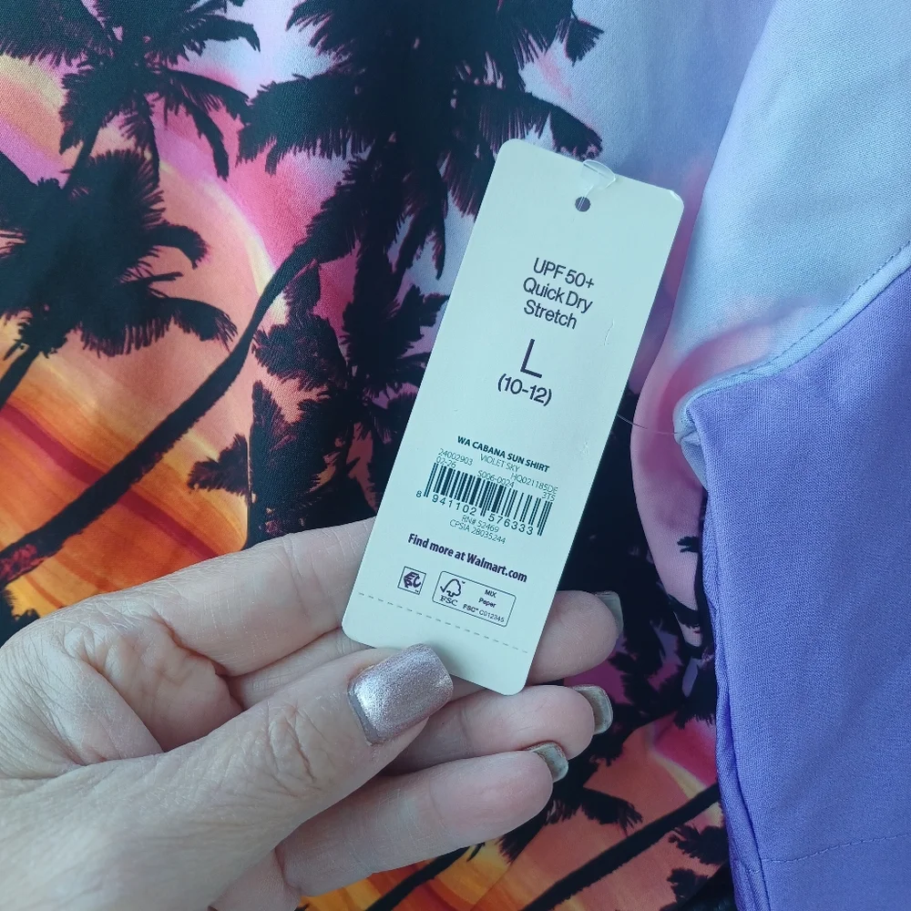 Weekend Academy Tropical Quick Dry Button Down Top Sz 10/12